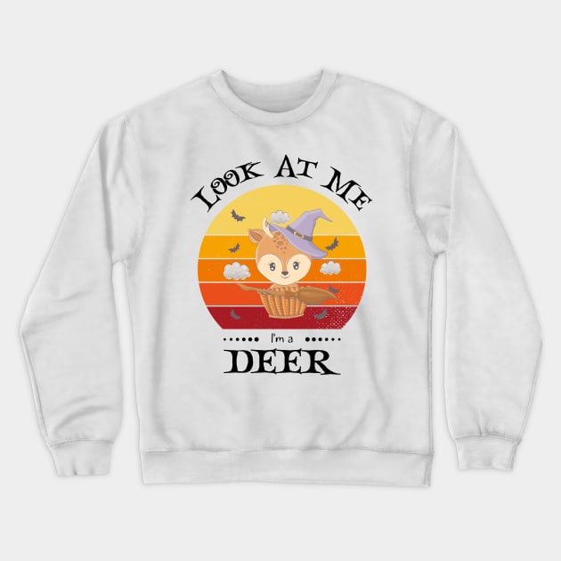 Funny Halloween Retro Vintage Deer Crewneck Sweatshirt by Art master